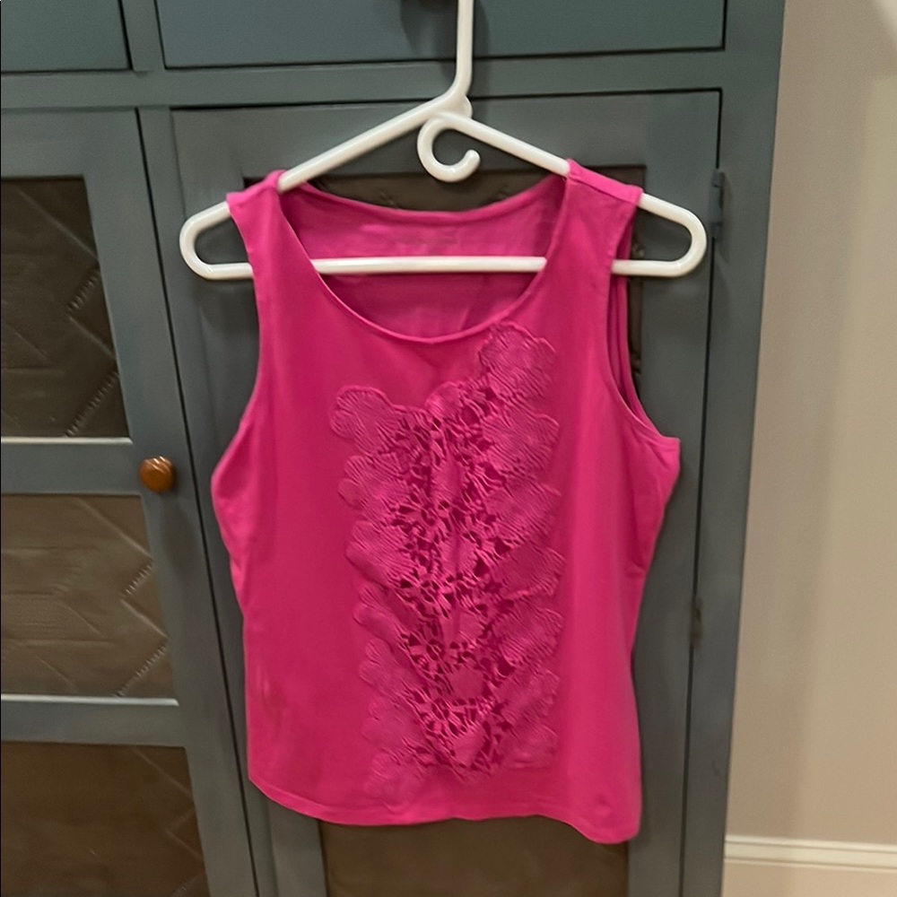 Coldwater Creek Pink Embellished Sleeveless Tank Top